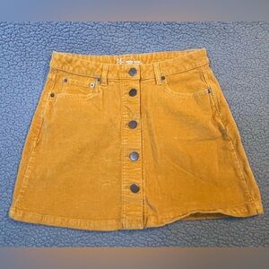 No Boundaries Corduroy Button Up Front Mini Skirt Juniors Size 13 Mustard Yellow